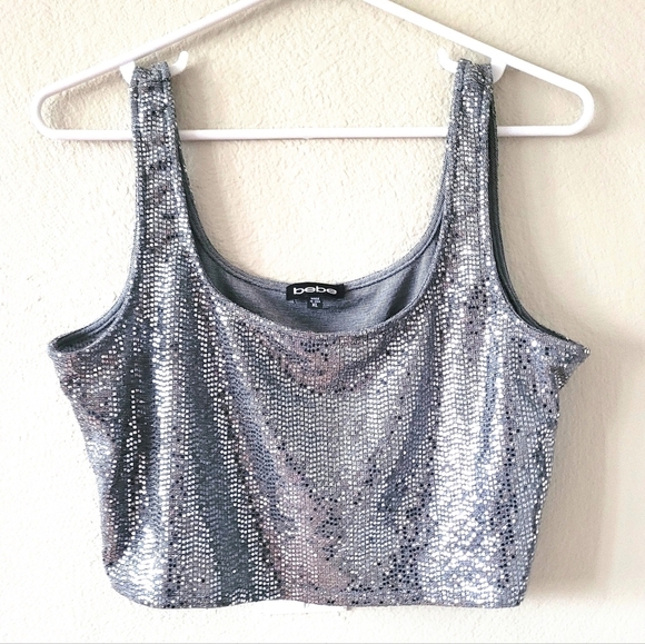 ❤️NEW Bebe Sequin Crop Top - Picture 1 of 1